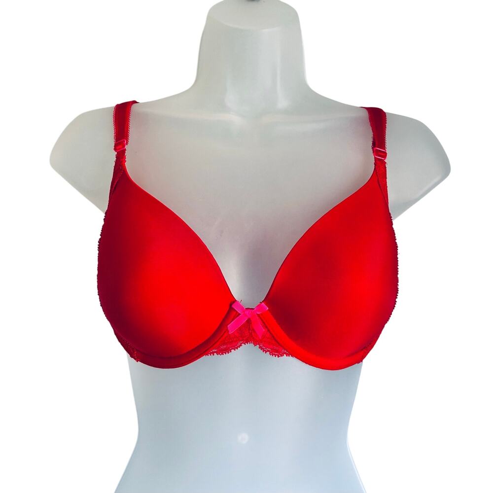 Victoria's Secret Dream Angels Full Coverage Bra 34C Red Lace